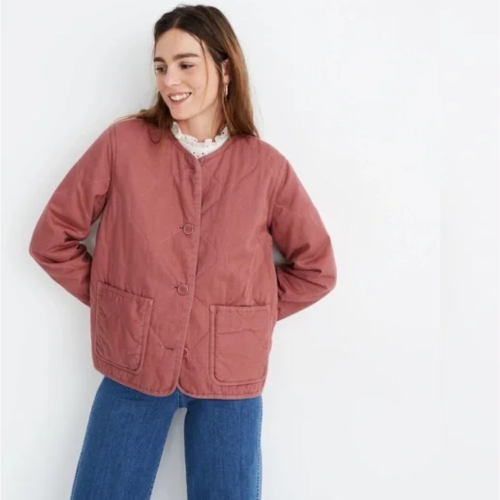 Madewell Cotton Quilted Liner Jacket in Vintage Quartz